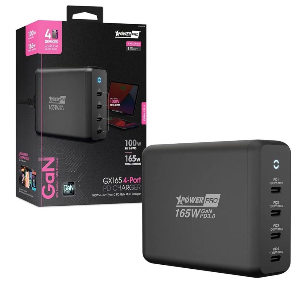 شاحن متعدد المنافذ GaN بقوة 165 واط (4 منافذ PD) – XPower Pro GX165_thumbnail_3