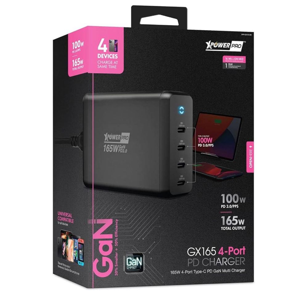 شاحن متعدد المنافذ GaN بقوة 165 واط (4 منافذ PD) – XPower Pro GX165_thumbnail_2